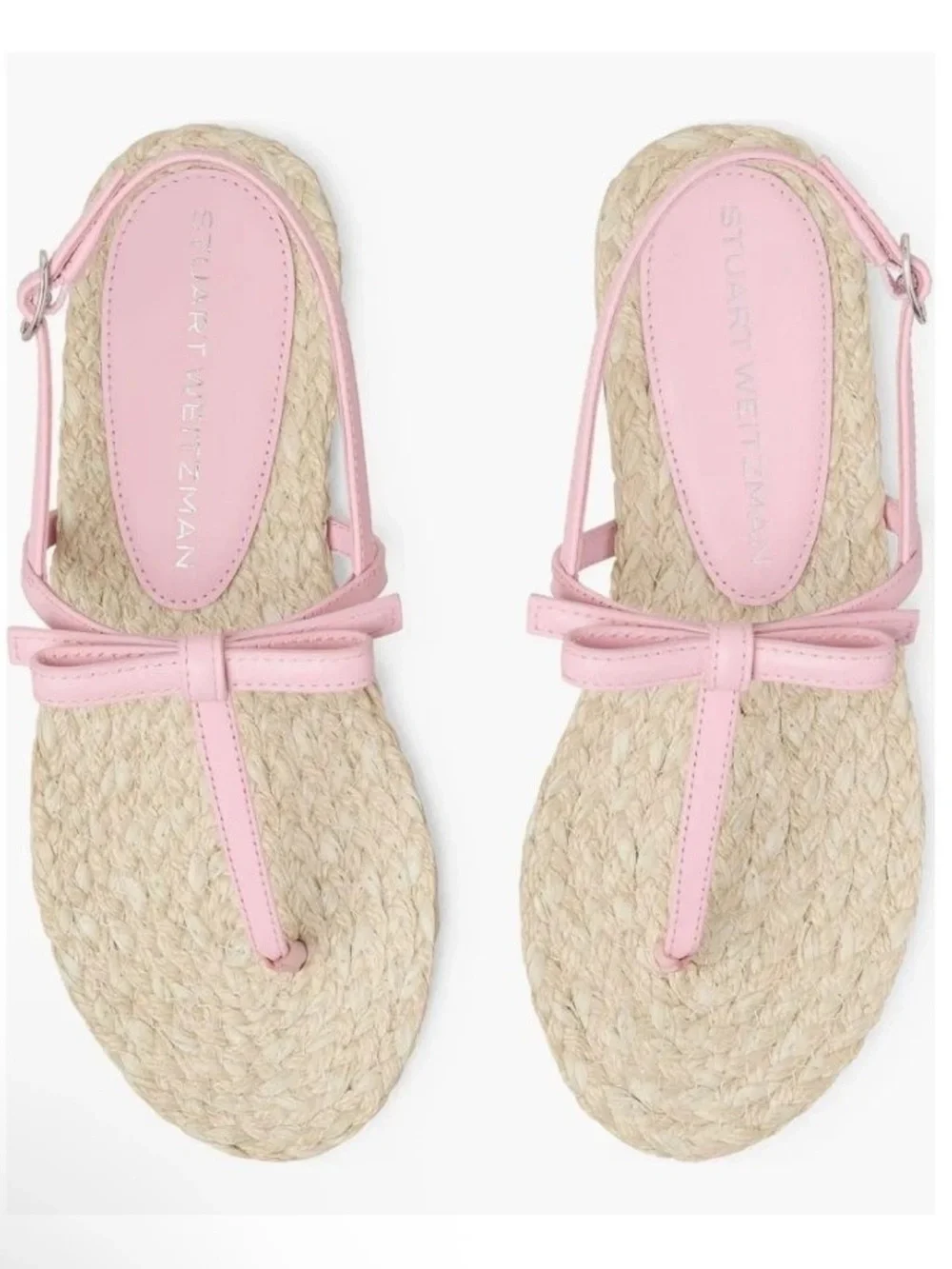 Stuart Weitzman Pink T-Strap Espadrille Sandals